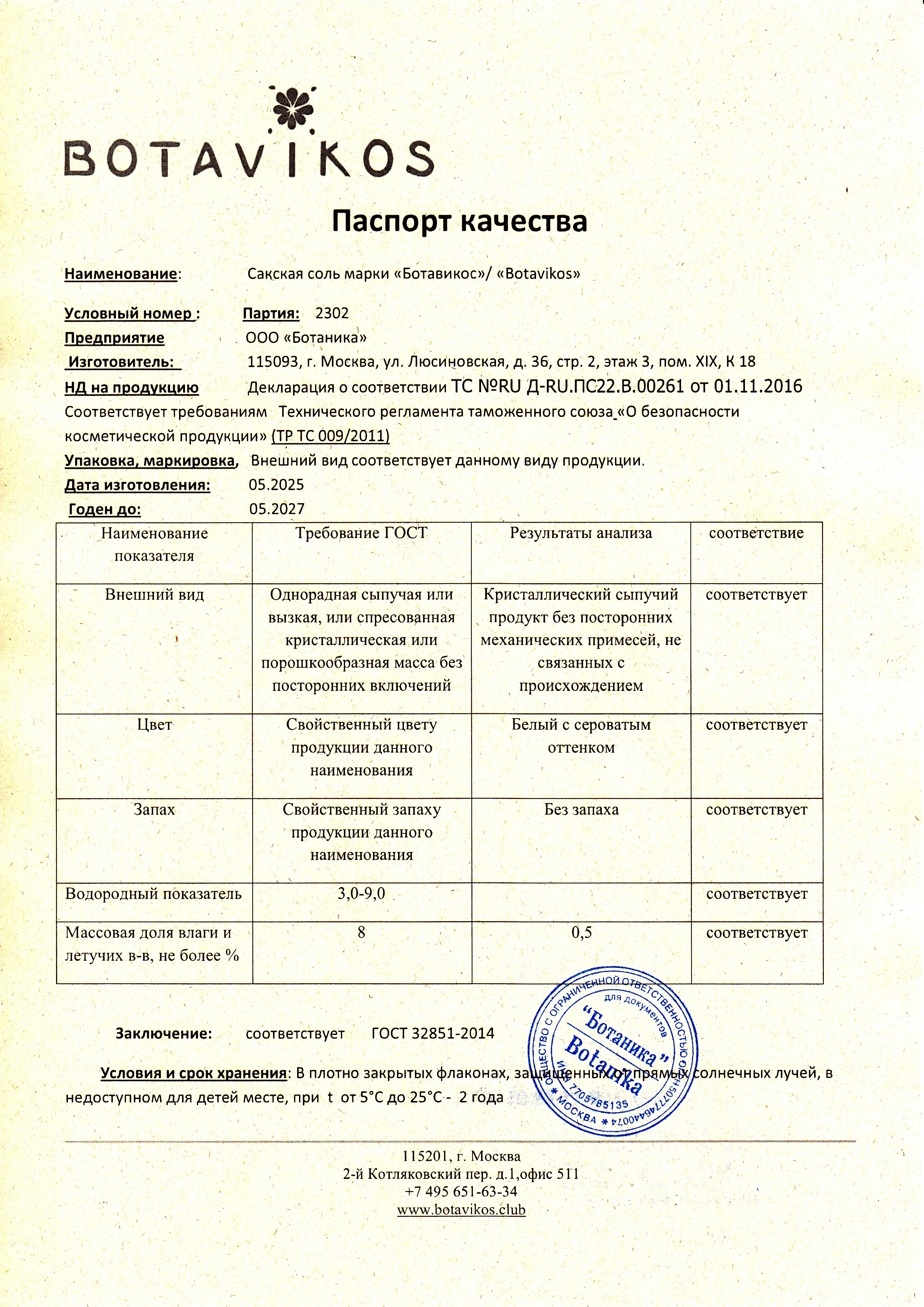 Паспорт №052025